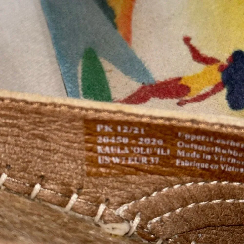 OluKai Cream Laser-Cut Leather Espadrille Mules